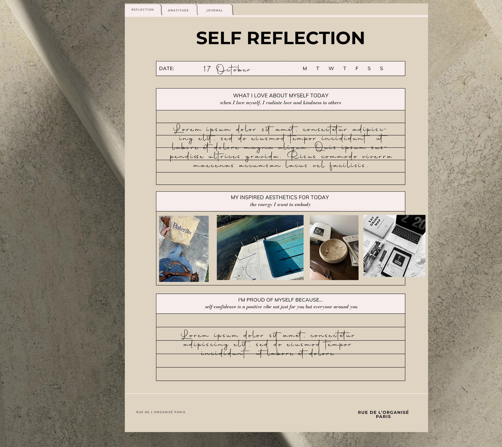 Pensées du Jour Daily Journal self reflection with guided prompts your perfect partner for journalling, gratitude, and reflection